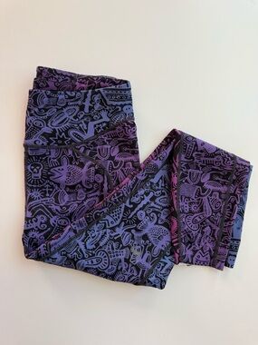 Janji Purple Batik Groundwork Running Tights Leggings - Women’s SMALL - Pin Hole